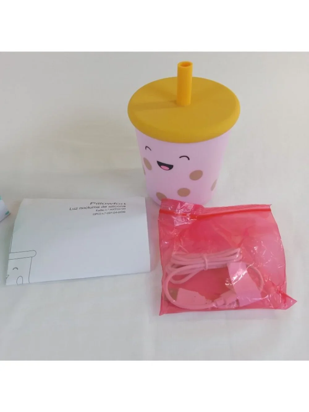 Pillowfort Rechargeable Boba Tea Night Light Pink Sleep Timer USB Kawaii Decor